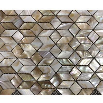 China Parquet Diamond Shape Shell Mosaic Slab For Bathroom for sale