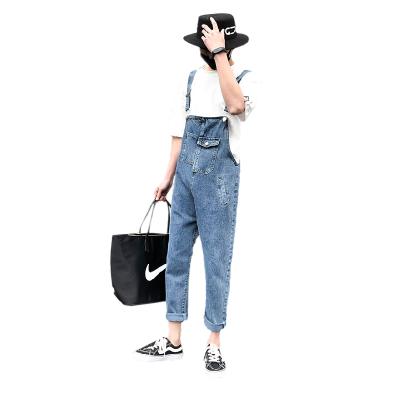 China Color Fade Proof New Full Length Fashion Casual Pocket Blue Jeans Mens Denim Overalls Loose Overalls for sale