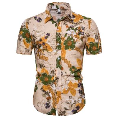 China 100% Cotton Men's Summer Vacation Printed Casual Beach Printed Hawaiian Cauliflower Flower Shirt Short Sleeve Male Shirt For Men for sale