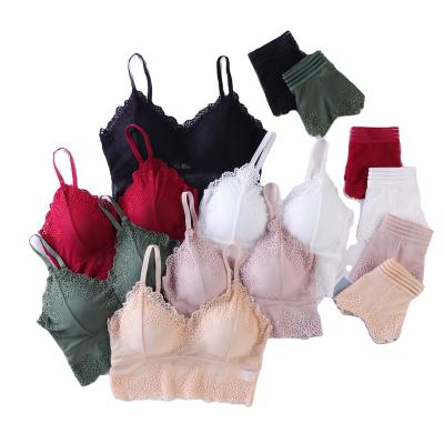 China European and American Best-selling Women's Seamless Bralette Lace Bra Tops Removable Sexy Women's Bralettes Bustier Breathable Halter for sale