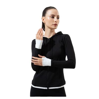 China Breathable sports coat outdoor running fitness sportswear ladies breathable thin long sleeve hoodie Europe and America in autumn for sale