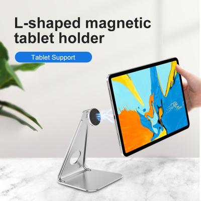 China Support Tablet PC Stand Holder 360 Magnetic L-shaped Rotation Tablet Mobile Phone Holder In Stock for sale