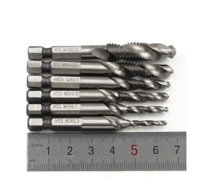 China 6pcs Stainless Steel HSS M3-M10 Combo Tap And Drill Bit Set For Metal Drilling Tapping Milling Cutter for sale