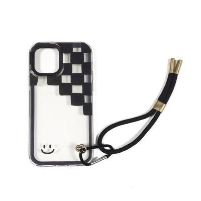 China High Quality Shockproof TPU+PC Clear Transparent Black Plaid Phone Cover Case For iPhone 12 Phone Case OEM ODM for sale