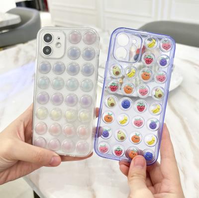 China Cute Cartoon Series TPU Shockproof Push Bubbles For iphone 13 Case Transparent For iphone 12 Case for sale