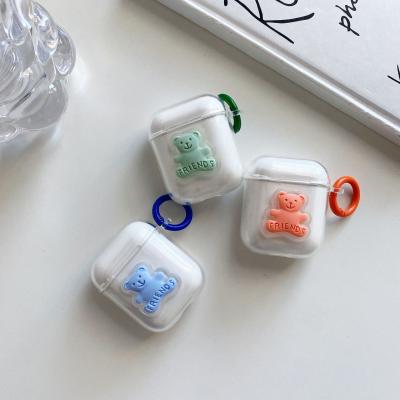 China Fashiontable handmade bear for airpods i12 transparent protective earphone cover for airpod case packaging for sale