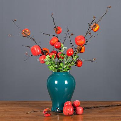 China High Simulation Persimmon Tree Branch Fake Persimmon Stem High Simulation Persimmon Pick For Home Floral Decor for sale