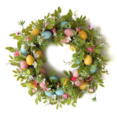 China Factory Custom Plastic 18inch 20inch 24inch Green Lifelike Easter Decorative Garland Eggs for sale