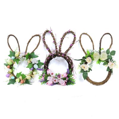 China For The Day Home Unique Decoration Easter Design Artificial Rattan Rabbit Shaped Garland for sale