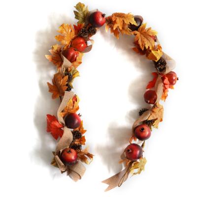 China Wall Hanging for Main Entrance Fall Home Decoration Autumn Harvest Pomegranate Rattan Garland for sale