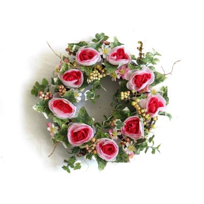 China Wedding Factory Wholesale Simulation Home Decoration Wall Bedroom Artificial Rose Ring Valentine's Day Garland Small 12 Inches for sale