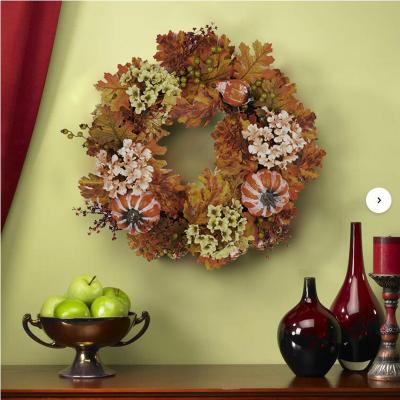 China Thanksgiving Indoor Or Outdoor Door Harvest Autumn Garland Decorative Artificial Hanging Floral Pumpkins for sale