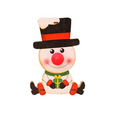 China New Educational Entertainment Christmas Ornaments Wooden Christmas Tree Decoration Luminous Pendant for sale