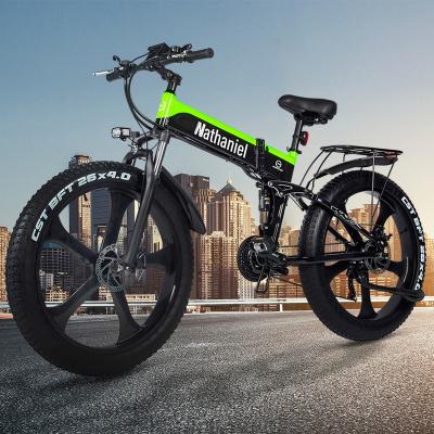 China Aluminum Alloy Folding Bike 26inch 4.0 Max 40km/h Electric Snow Bike 48V 1000w Electric Bicycle Men's Mountain Bike Fat Bike Cycling E Bike for sale