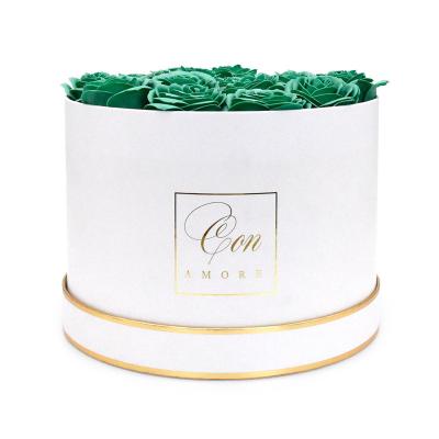 China Recyclable Round Shaped Flower Gift Box Paper Tube Cylinder Shaped Gift Box Flower Packaging Gold Stamping Packaging Box With Custom Logo for sale