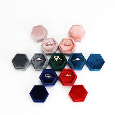 China Hot Selling Logo Velvet Jewelry Hexagon Shape Ring Shape Gift Colorful Packaging Box Custom Jewelry Box Custom Jewelry Box For Wedding for sale