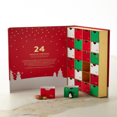 China Handmade Creative Cardboard Flip Packaging Christmas Calendar Paper Advent Boxes Magnetic Closure Christmas Chocolate Cookie Packing Box for sale