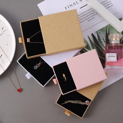 China Cardboard Drawer Style Handmade Popular Small Paper Earring And Gift Storage Box Valentine's Day Jewelry Packaging Pendant Box With Foam for sale