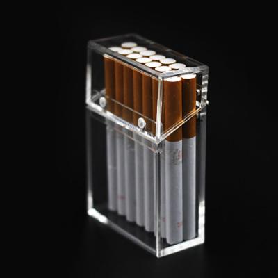 China Cigarette Fit and Packaging 10 20 Pack Empty Clear Acrylic Plastic Cigarette Holder Box Custom White Custom Cigarette Packaging Box Transparent Plastic for sale