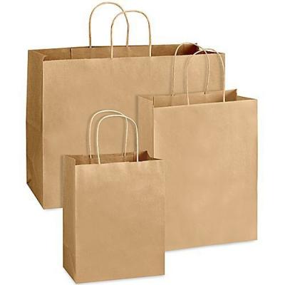 China New Product Recyclable Recycle Custom Logo Brown Kraft Paper Bag With Handles Wholesale for sale