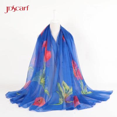 China Wholesale 100% Breathable Custom Polyester Beach Wrap Sarongs Women Pareo Flower Printed for sale