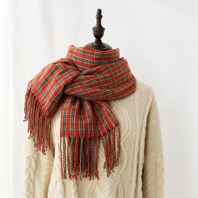 China Classic fashion cashmere grid shawl casual thick pashmina scarf with tassels for sale