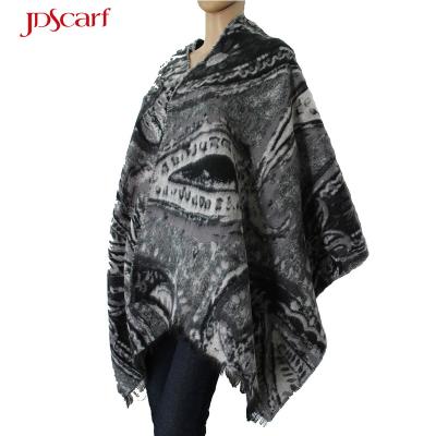 China Authentic winter Paisley jacquard woolen pashmina shawls women korean ladies antique poncho for sale