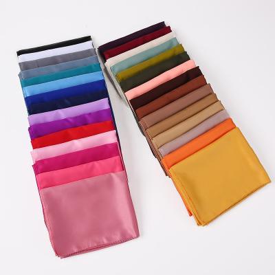 China Wholesale New Design Plain Dyed Malaysia Indonesia Eyelash Edge Woman Scarf Polyester Silk Satin Scarf Hijab for sale