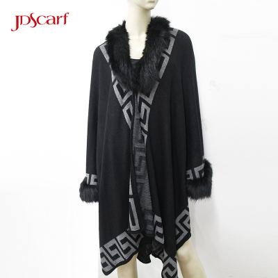 China Traditional Chinese Tartan Fur Shawl Long Long Stoles And Scarf With Trim for sale