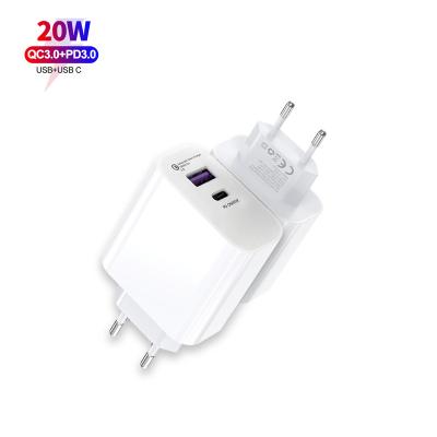 China Cell Phones Wholesale 20w Wall Charger PD 3.0 Fast Charger With Us/uk/Eu 20w Power Adapter For Cell Phone Customization for sale