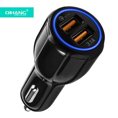 China Mobile Phone Tablet MP3 GPS 31W Car Adapter 3.1A QC 3.0 Dual USB Car Fast Charging Charger for sale