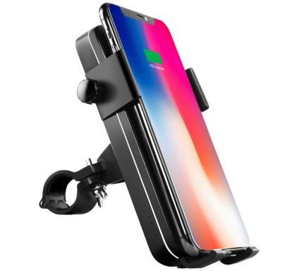 China Portable Bike Motorcycle Power Bank Wireless Charging Mobile Wireless Charger 2 in 1 with Phone Mount Clamp Holder for sale