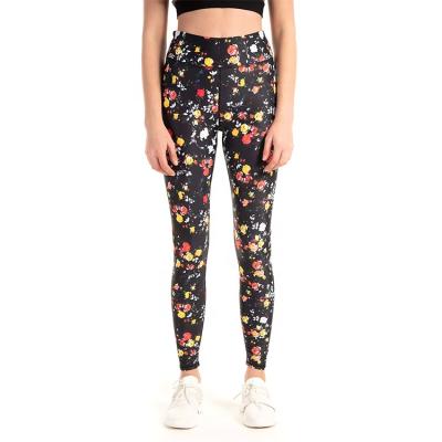 China Manufacturer Wholesale Fashion Casual Floral Black Slim Aplet Woman Breathable Legging for sale