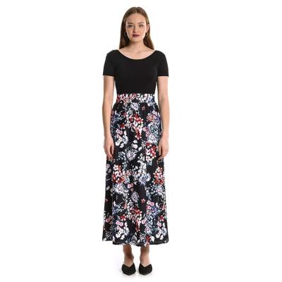 China Custom Fashion Breathable Maxi Summer Skirts Women Black Floral Casual Fashion for sale