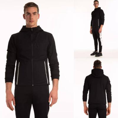 China Anti-wrinkle Men Clothes Custom Black Blank Hoodies Factory Fleece Oversized Men's Sweatshirt Pullover With Reflective Strip for sale