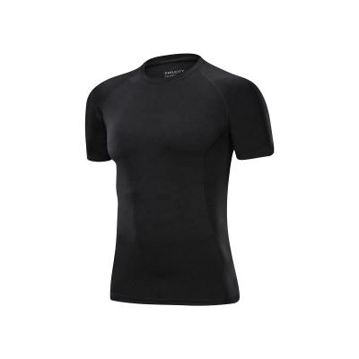 China Men's Anti-Wrinkle Short Sleeve Compression T-Shirt Nylon Spandex Compression Wear With Four Way Stretch Fabric High Quality for sale