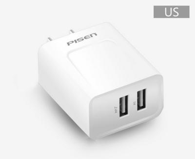 China For E.U. Mobile Phone Accessories Charger Phone Charger. Socket Type PISEN for Phones and Tablets 1A+2.4A EU/US/UK Adapter Fast Charging 100-240V Socket for sale