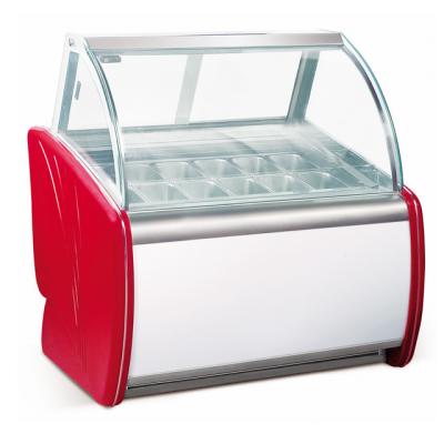 China Single-temperature Curved Glass Ice Cream Display Freezer / Gelato Showcase Ice Cream Display Fridge for sale