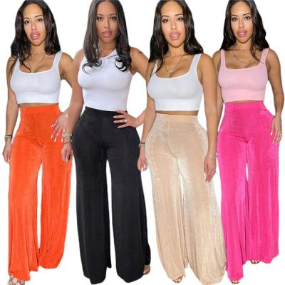 China S0315-new product 2022 QUICK DRY solid color high waist wide leg pants fashions pants for ladies for sale