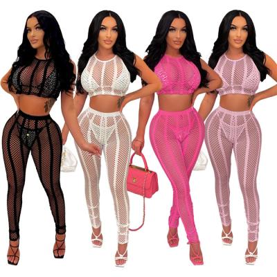 China L309-summer QUICK DRY outfits women mesh 2 piece sets see through beachwear 2022 for sale