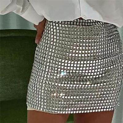 China S721-new Product 2022 Anti-Static Silver Zipper Short Mini Skirt Women's Pencil Skirts for sale