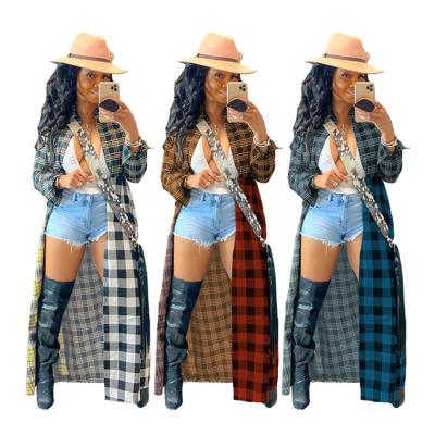 China G8082-New Arrival Breathable Plaid Elegant 2021 Long Blouses Ladies Dress Women Fall Clothing for sale