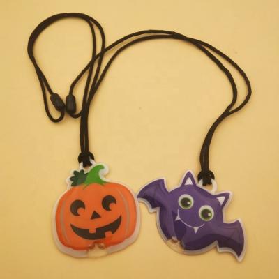 China Pumpkin Theme Halloween Promotional Flashing Gift/Ghost/Party Gift Shaped Kids Toy Children Light Up Necklace for sale