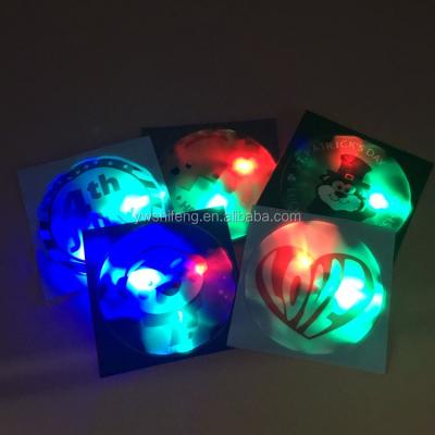 China LED Party Flashing Supplies Printed PVC Flashing Light Windows LED Badge for sale