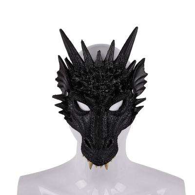 China PU Manufacturer Hot Wholesale Halloween Mask Ball Carnival Party 3D Dragon Animal Mask for sale