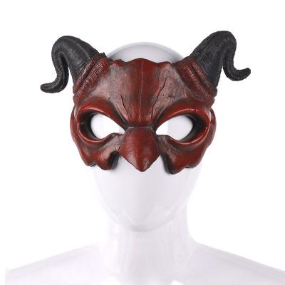 China Wholesale PU Manufacturer Halloween Carnival Party Face Sheep Horn Demon Half Mask for sale