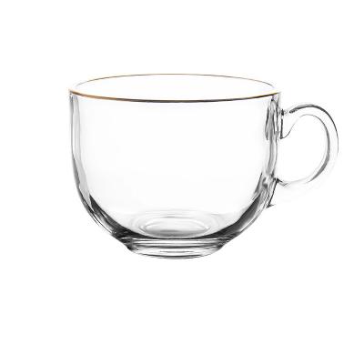 China Wholesale Creative Viable INS Breakfast Milk Coffee Cup And Saucer Transparent Glass Cup With Handle for sale