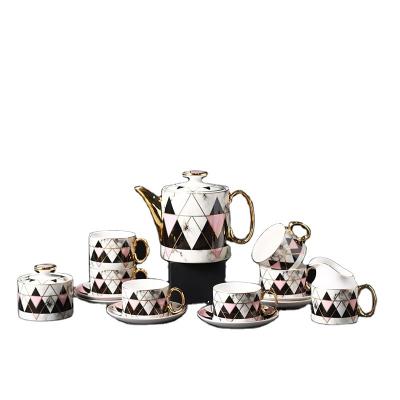 China Creative Home Ceramic English Cup And Saucer Of Coffee Ins Afternoon Tea Coffee Viable European Style Pot Set for sale