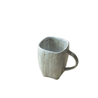 China 300ml Square Handmade Rough Creative Viable Milk Mug Custom Ceramic Coffee Mug Pottery Mug With Handle for sale