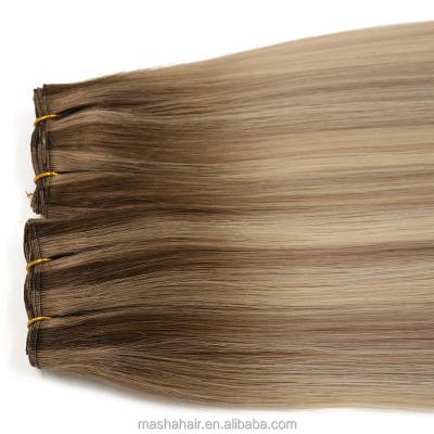 China 100% Russian Hair Micro Beads Hair Weft Extensions Ombre Ash Blonde Human Hair Machine Weft for sale